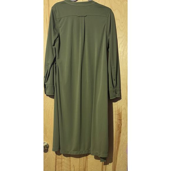 (1003) J. Crew Olive Green Duster/Dress with Belt Size M - Picture 2 of 8